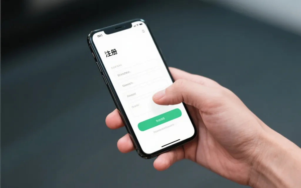 移动设备上填写注册信息的示意图